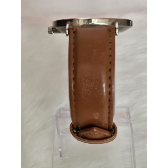 Very Nice Mens Sprezza Thin Quartz Watch Leather Band New Battery Running - Picture 8 of 9